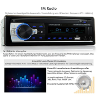 Rádio iFreGo 7 barev s Bluetooth handsfree, autorádio Bluetooth s 2 USB porty/AUX/TF/MP3 přehrávačem, FM autorádio s bezdrátovým